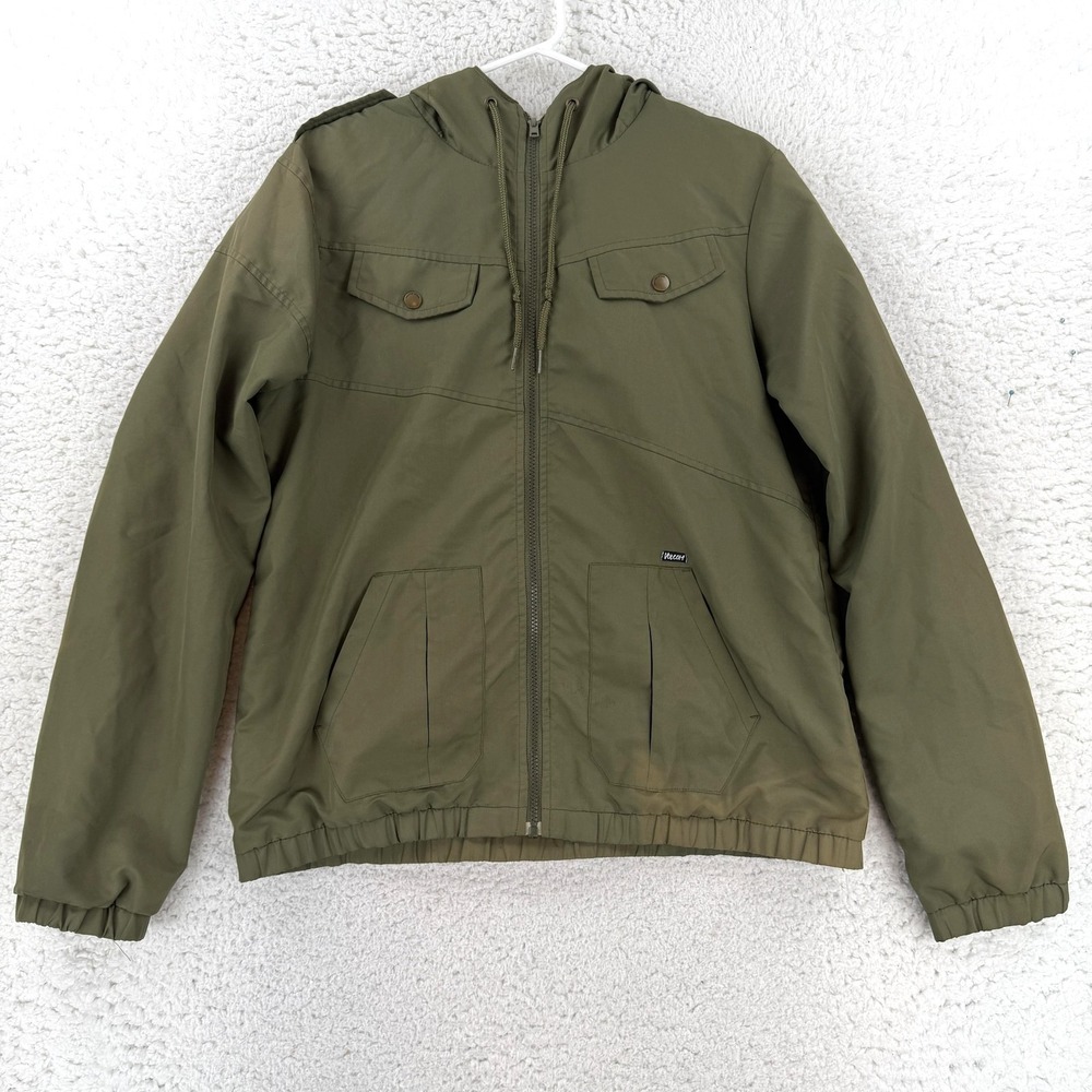 Volcom Jacket Mens XL Green Hooded Enemy Lines Windbreaker Full Zip B1511250